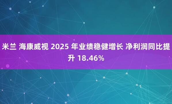 米兰 海康威视 2025 年业绩稳健增长 净利润同比提升 18.46%