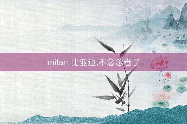milan 比亚迪，不念念卷了