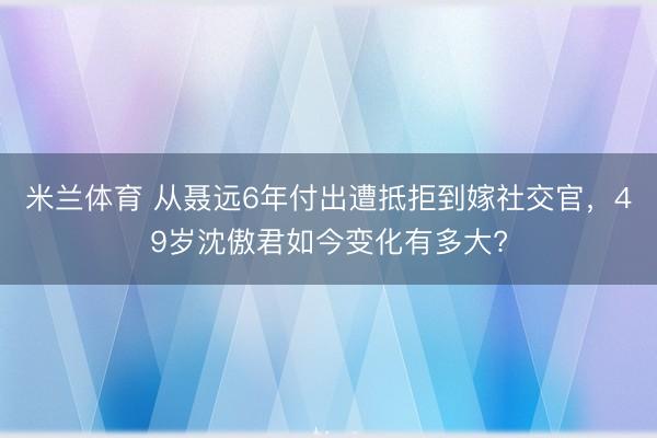 米兰体育 从聂远6年付出遭抵拒到嫁社交官,49岁沈傲君如今变化有多大?