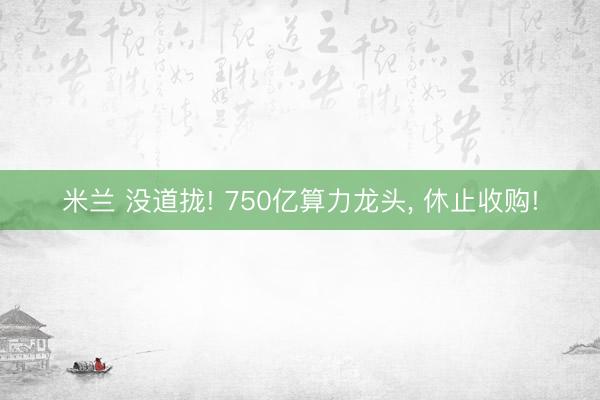 米兰 没道拢! 750亿算力龙头， 休止收购!