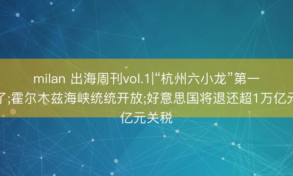 milan 出海周刊vol.1|“杭州六小龙”第一股来了;霍尔木兹海峡统统开放;好意思国将退还超1万亿元关税