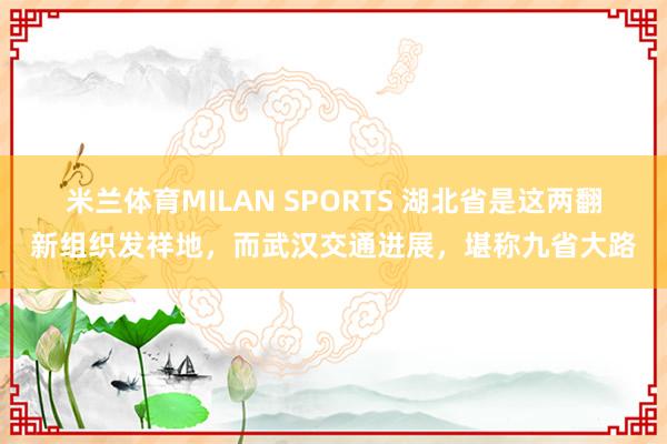 米兰体育MILAN SPORTS 湖北省是这两翻新组织发祥地,而武汉交通进展,堪称九省大路