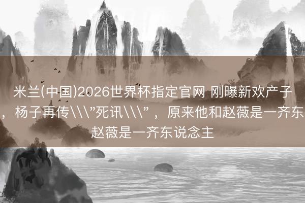 米兰(中国)2026世界杯指定官网 刚曝新欢产子一个月,杨子再传\