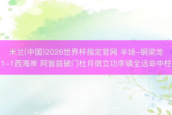 米兰(中国)2026世界杯指定官网 半场-铜梁龙1-1西海岸 阿皆兹破门杜月徵立功李镇全远命中柱