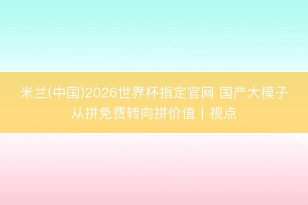 米兰(中国)2026世界杯指定官网 国产大模子从拼免费转向拼价值丨视点