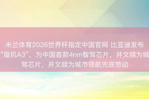 米兰体育2026世界杯指定中国官网 比亚迪发布自研高算力芯片“璇玑A3”,为中国首款4nm智驾芯片,并文牍为城市领航兜底劳动