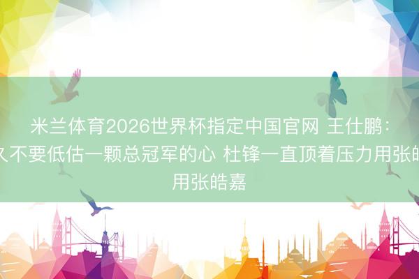 米兰体育2026世界杯指定中国官网 王仕鹏:耐久不要低估一颗总冠军的心 杜锋一直顶着压力用张皓嘉