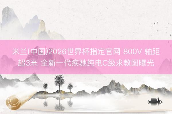 米兰(中国)2026世界杯指定官网 800V 轴距超3米 全新一代疾驰纯电C级求教图曝光