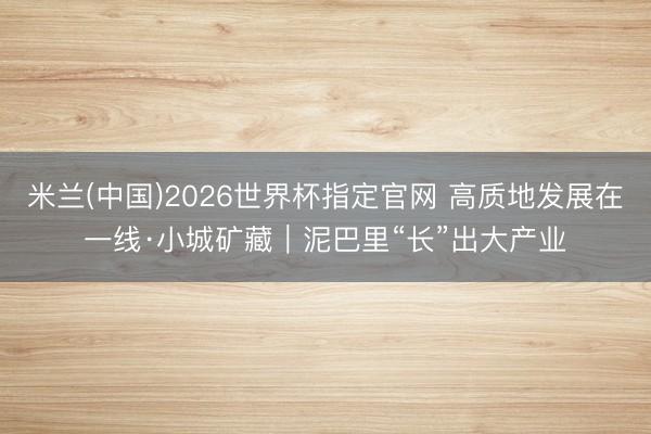 米兰(中国)2026世界杯指定官网 高质地发展在一线·小城矿藏|泥巴里“长”出大产业