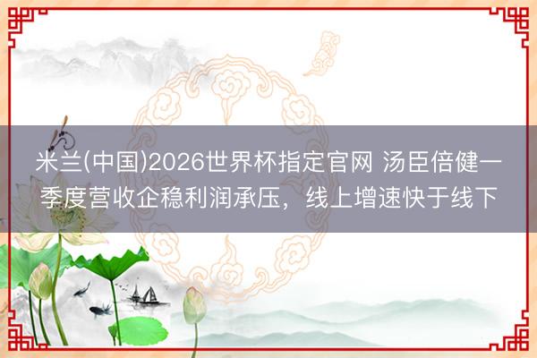 米兰(中国)2026世界杯指定官网 汤臣倍健一季度营收企稳利润承压,线上增速快于线下