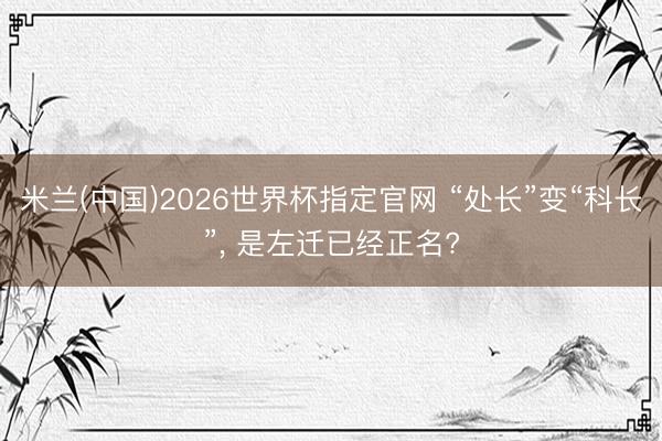 米兰(中国)2026世界杯指定官网 “处长”变“科长”, 是左迁已经正名?